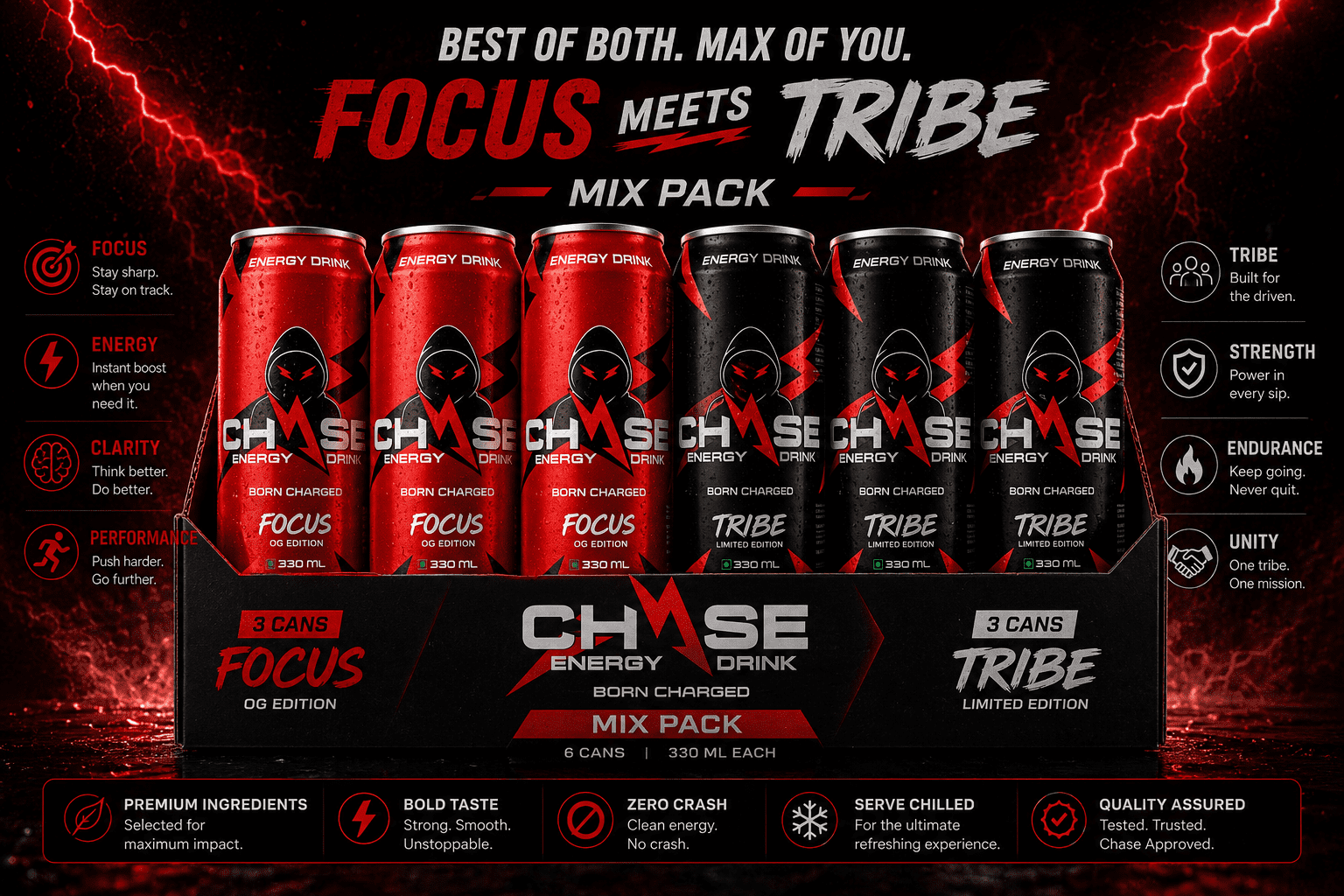 CHASE MIX PACK – Focus + Tribe (6-Pack)